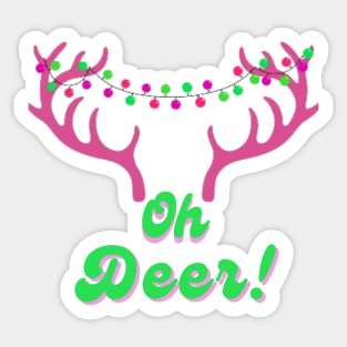 Oh Deer! Pink Antlers Sticker